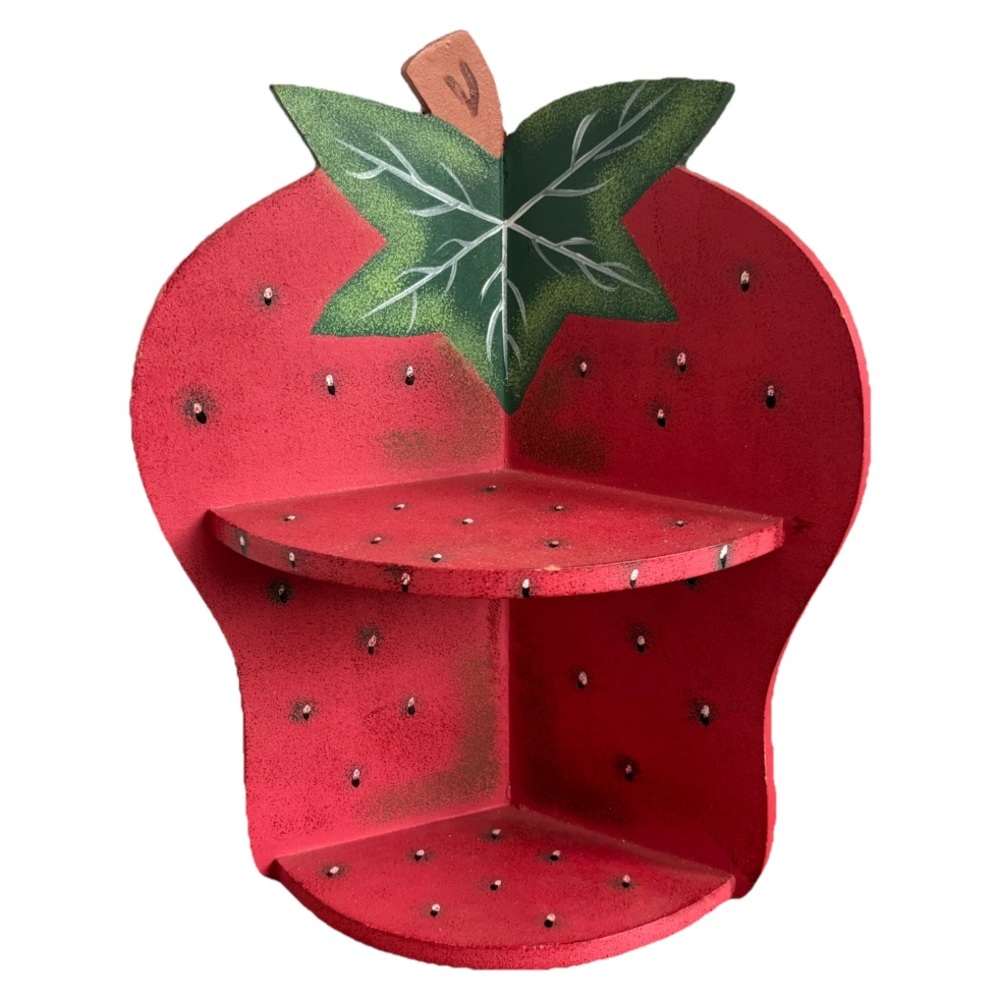 Red Strawberry Wall Shelf - Decorative Home Wall Decor Vintage - Picture 1 of 10